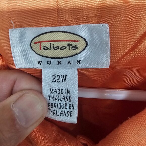 Vintage Talbots Orange Irish Linen Jacket Preppy Minimalist 22W - Picture 10 of 13